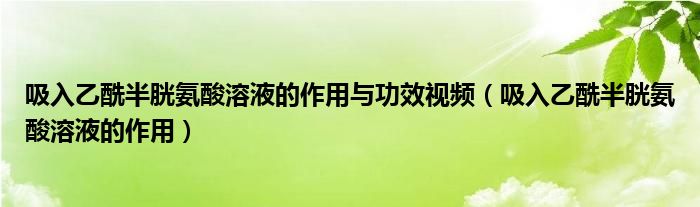 吸入乙酰半胱氨酸溶液的作用與功效視頻（吸入乙酰半胱氨酸溶液的作用）