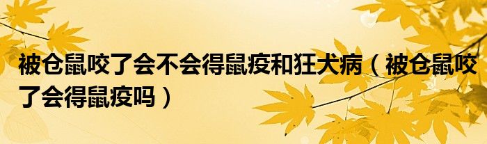 被倉鼠咬了會不會得鼠疫和狂犬?。ū粋}鼠咬了會得鼠疫嗎）