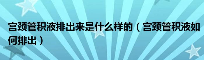 宮頸管積液排出來是什么樣的（宮頸管積液如何排出）