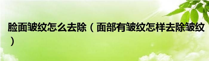 臉面皺紋怎么去除（面部有皺紋怎樣去除皺紋）