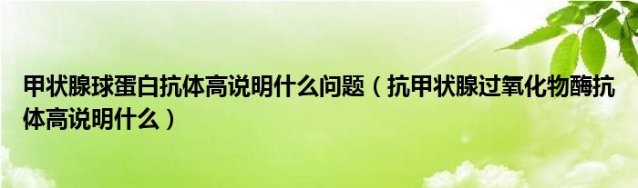 甲狀腺球蛋白抗體高說明什么問題（抗甲狀腺過氧化物酶抗體高說明什么）