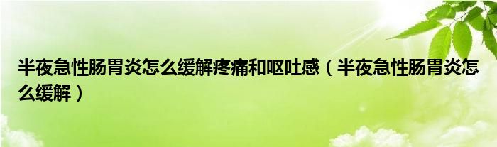 半夜急性腸胃炎怎么緩解疼痛和嘔吐感（半夜急性腸胃炎怎么緩解）