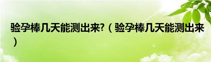 驗孕棒幾天能測出來?（驗孕棒幾天能測出來）