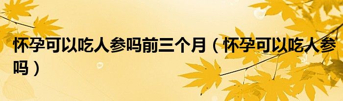 懷孕可以吃人參嗎前三個(gè)月（懷孕可以吃人參嗎）