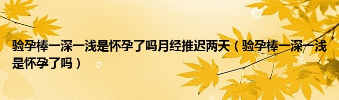 驗孕棒一深一淺是懷孕了嗎月經(jīng)推遲兩天（驗孕棒一深一淺是懷孕了嗎）