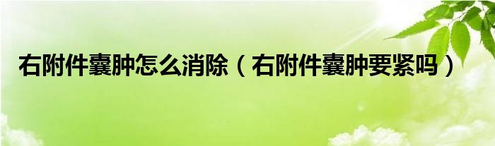 右附件囊腫怎么消除（右附件囊腫要緊嗎）