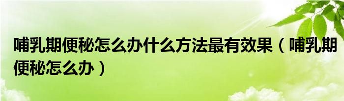 哺乳期便秘怎么辦什么方法最有效果（哺乳期便秘怎么辦）