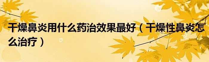 干燥鼻炎用什么藥治效果最好（干燥性鼻炎怎么治療）