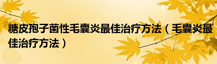 糖皮孢子菌性毛囊炎最佳治療方法（毛囊炎最佳治療方法）