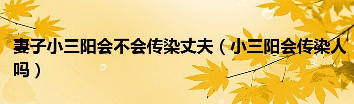 妻子小三陽(yáng)會(huì)不會(huì)傳染丈夫（小三陽(yáng)會(huì)傳染人嗎）