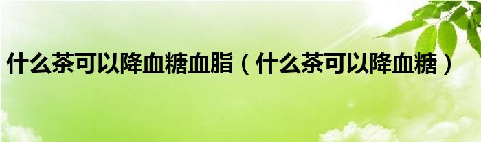 什么茶可以降血糖血脂（什么茶可以降血糖）