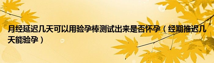 月經(jīng)延遲幾天可以用驗(yàn)孕棒測試出來是否懷孕（經(jīng)期推遲幾天能驗(yàn)孕）