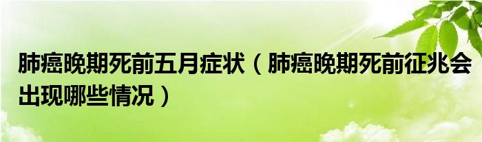 肺癌晚期死前五月癥狀（肺癌晚期死前征兆會(huì)出現(xiàn)哪些情況）