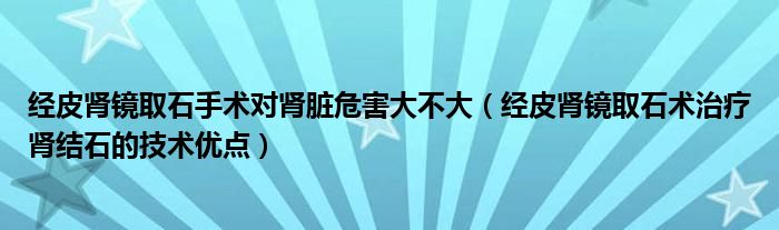 經(jīng)皮腎鏡取石手術對腎臟危害大不大（經(jīng)皮腎鏡取石術治療腎結(jié)石的技術優(yōu)點）