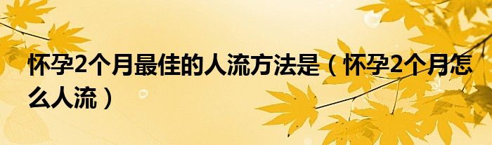 懷孕2個月最佳的人流方法是（懷孕2個月怎么人流）