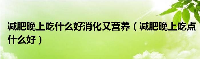 減肥晚上吃什么好消化又營(yíng)養(yǎng)（減肥晚上吃點(diǎn)什么好）