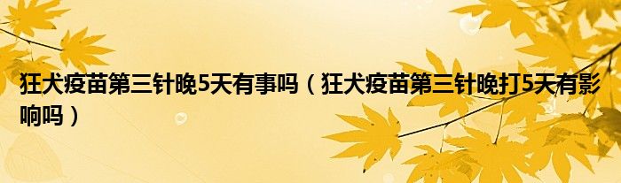 狂犬疫苗第三針晚5天有事嗎（狂犬疫苗第三針晚打5天有影響嗎）