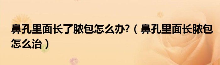 鼻孔里面長了膿包怎么辦?（鼻孔里面長膿包怎么治）