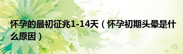 懷孕的最初征兆1-14天（懷孕初期頭暈是什么原因）