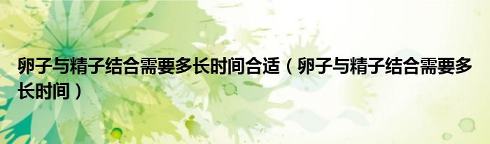 卵子與精子結(jié)合需要多長(zhǎng)時(shí)間合適（卵子與精子結(jié)合需要多長(zhǎng)時(shí)間）