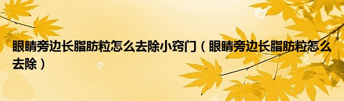 眼睛旁邊長脂肪粒怎么去除小竅門（眼睛旁邊長脂肪粒怎么去除）