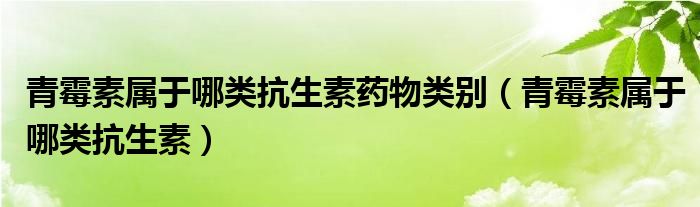 青霉素屬于哪類抗生素藥物類別（青霉素屬于哪類抗生素）